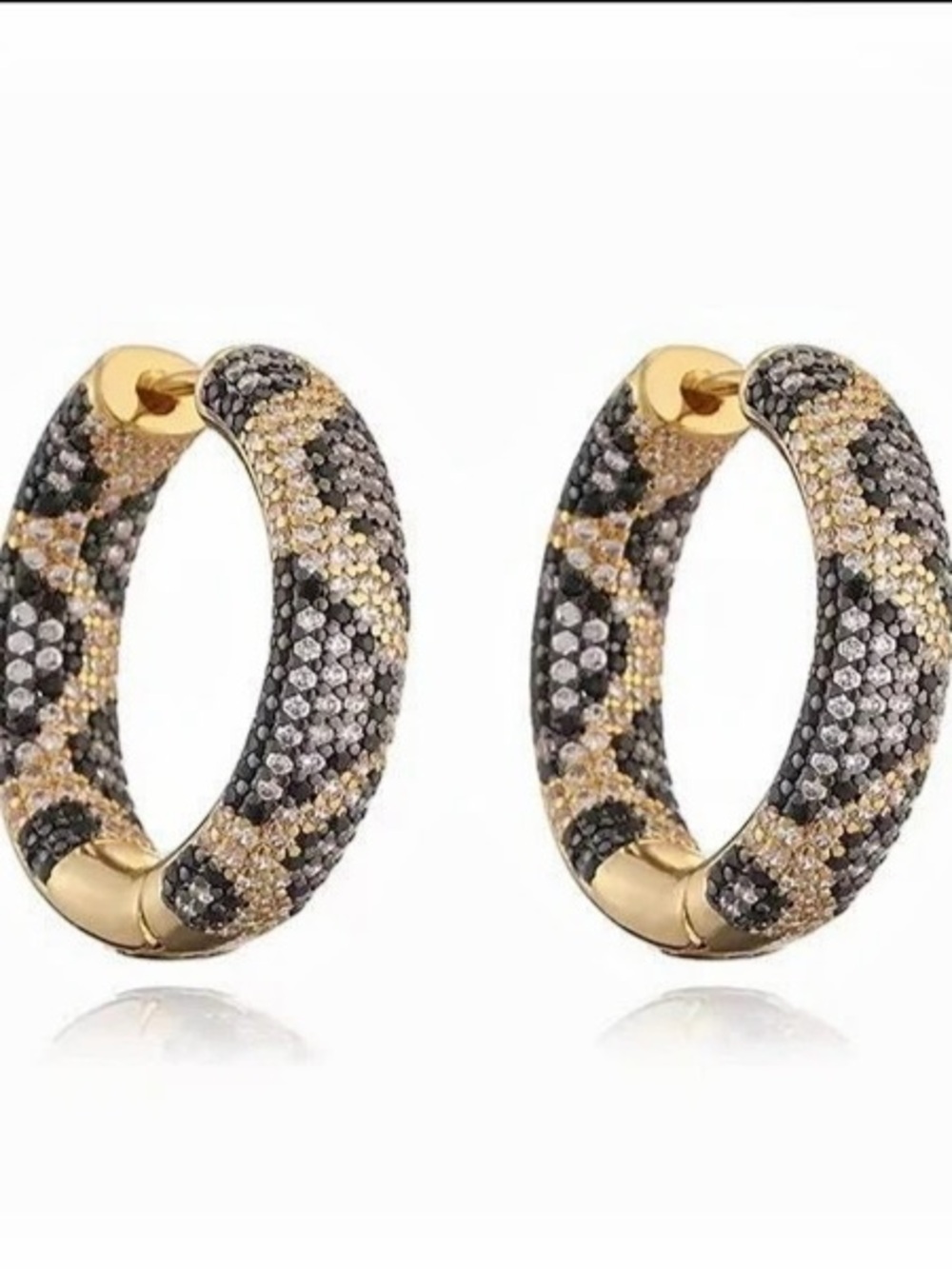 Textured Hoop Earrings in Gold & Black